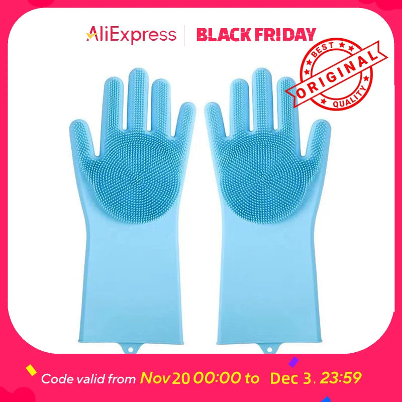 Pet Bathing Glove 2Pack Silicone Scrubber Mitt For Dogs And Cats Deshedding