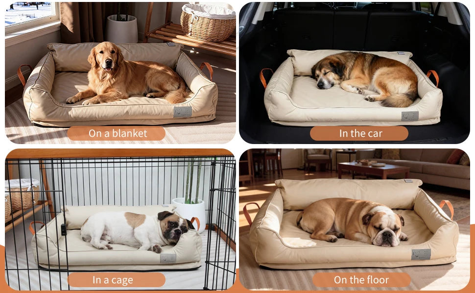 Leather Plush Donut Dog Bed For Large Dogs Snug Warm Cozy Rectangle