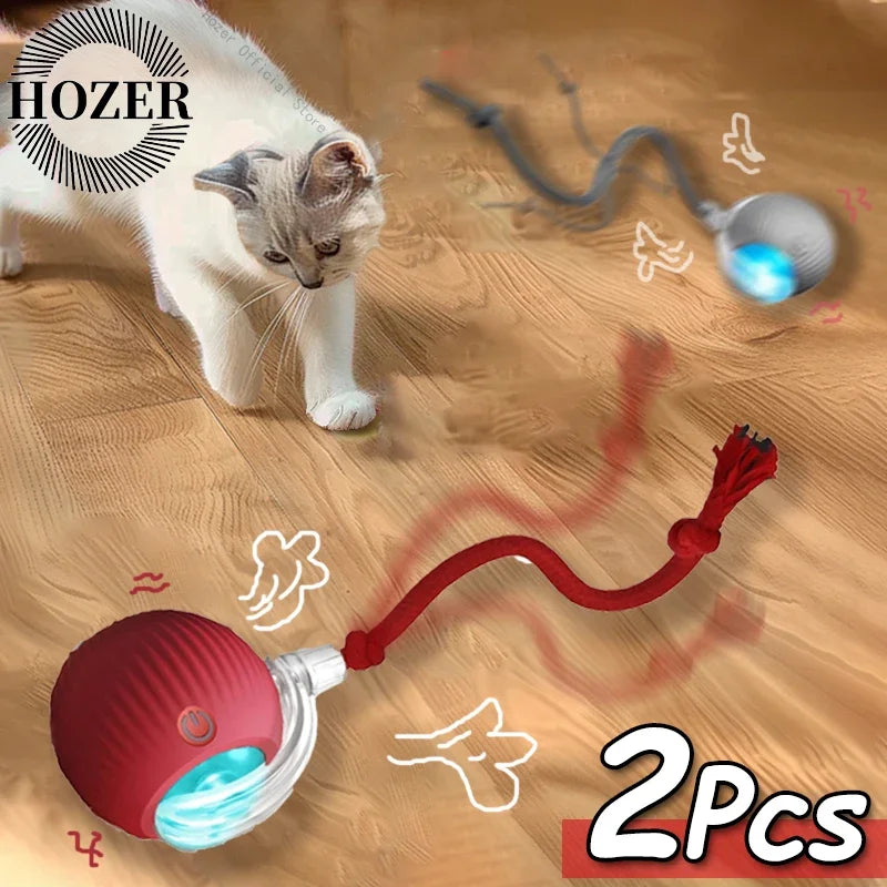 2 Pack Cat Interactive Ball Toys Automatic Rolling Ball Rechargeable Toy Cats