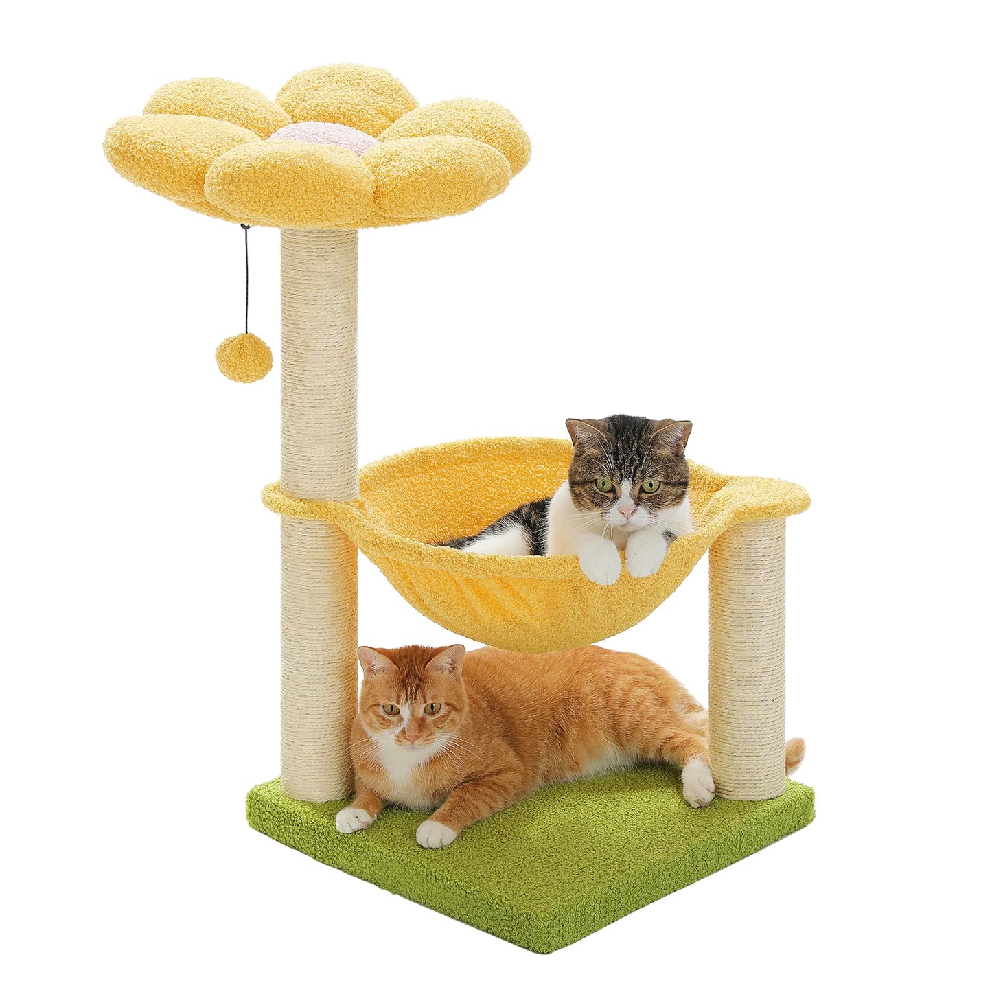 Flower Cat Tree With Large Hammock Perch And Sisal Scratching Post Indoor Tower