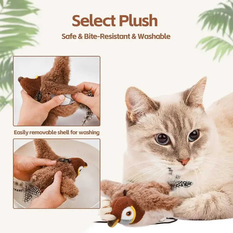 Realistic Flapping Bird Plush Toy For Cats And Small Dogs With Catnip