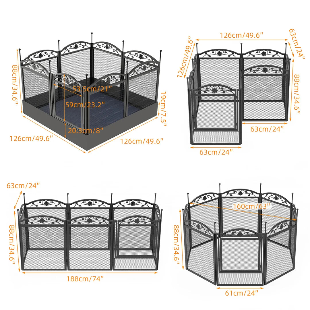Heavy Duty 8 Panel Dog Playpen Outdoor Indoor Metal Fence With Waterproof Pad