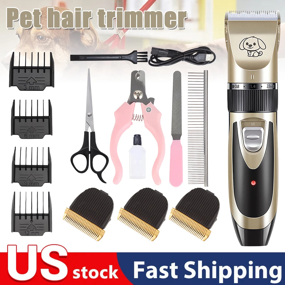 Rechargeable Pet Hair Trimmer Clipper Grooming Kit For Cats And Dogs