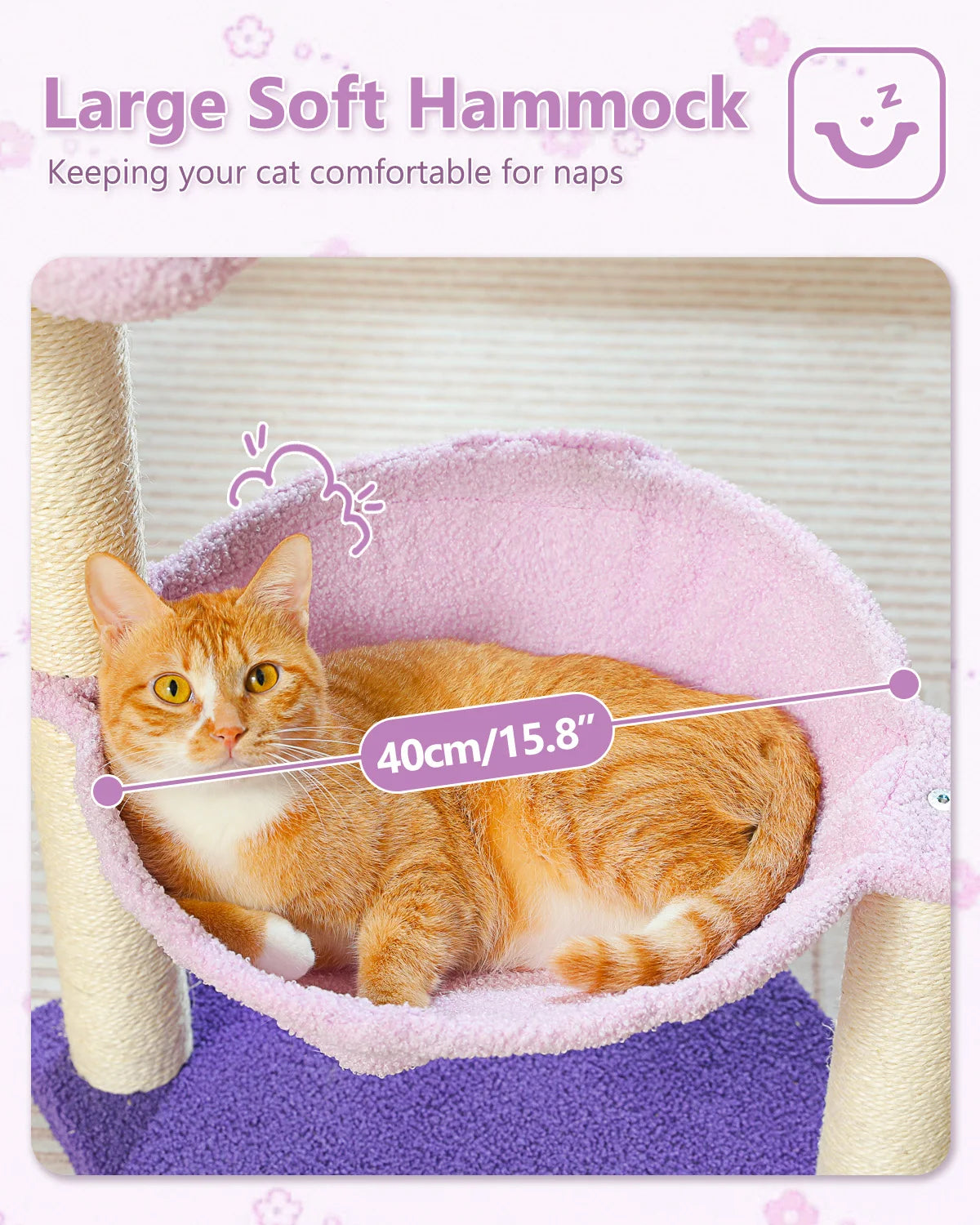 Flower Cat Tree With Large Hammock Perch And Sisal Scratching Post Indoor Tower