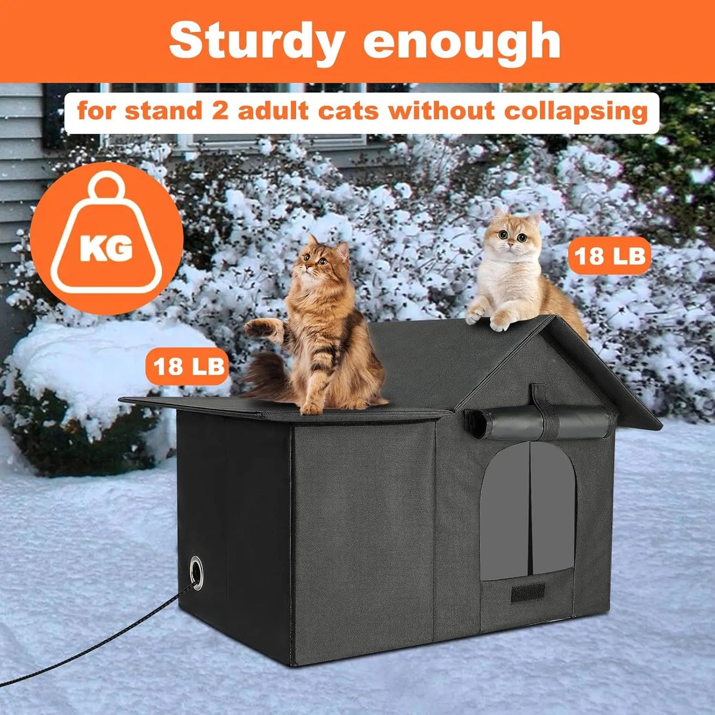 Large Heated Outdoor Cat House With Weatherproof Insulated Shelter And Pads