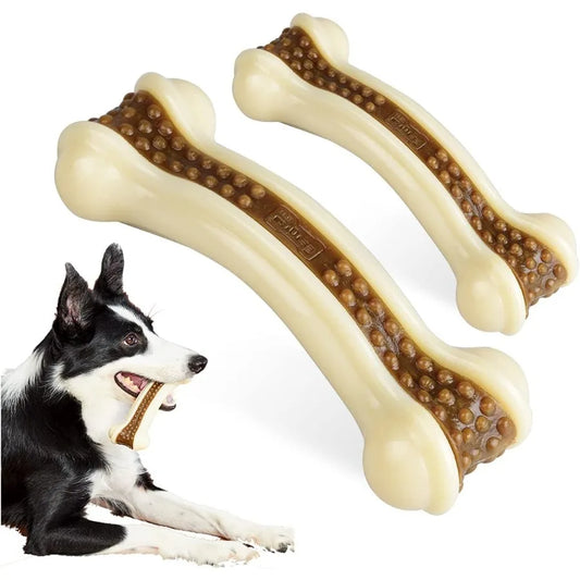 Indestructible Nylon Dog Chew Bones For Aggressive Chewers 2 Pack Beef Flavor
