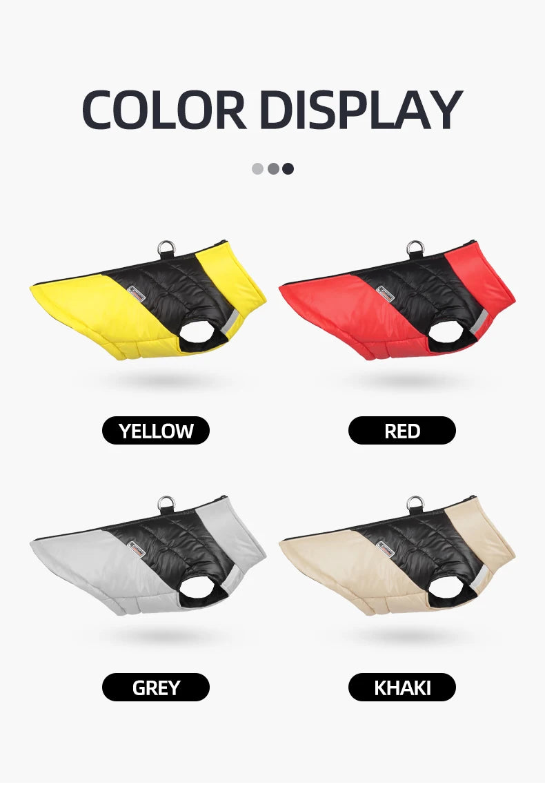 Winter Dog Cotton Coat With Reflective Stripe Harness For All Sizes