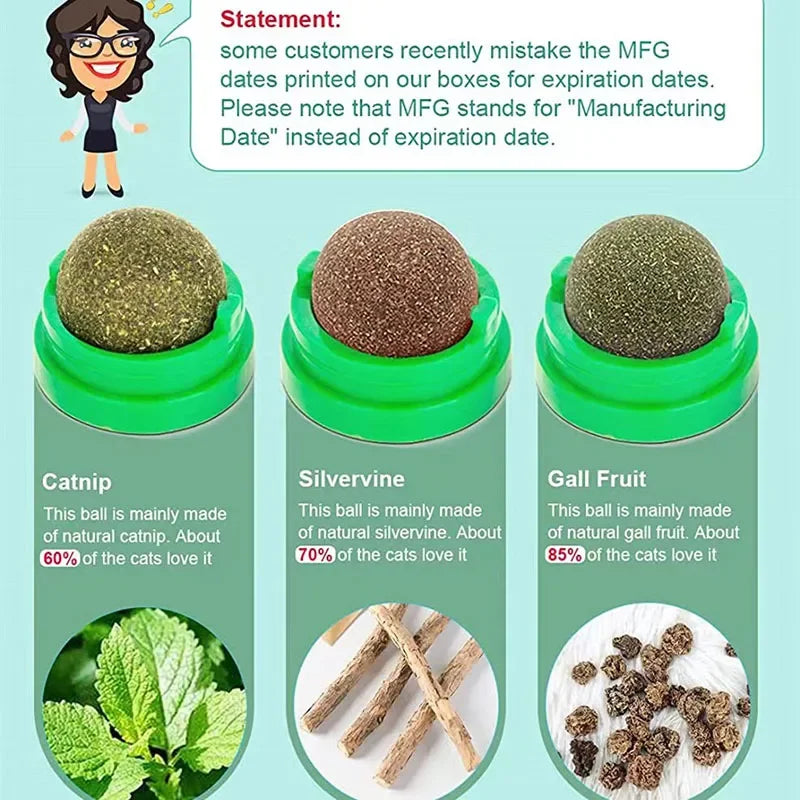 Catnip Wall Mounted Ball Toy For Cats With Scratchers And Cat Grass Snack