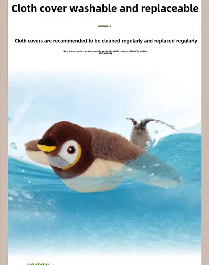 Catnip Interactive Squeaky Plush Bird Toy USB Rechargeable for Cats