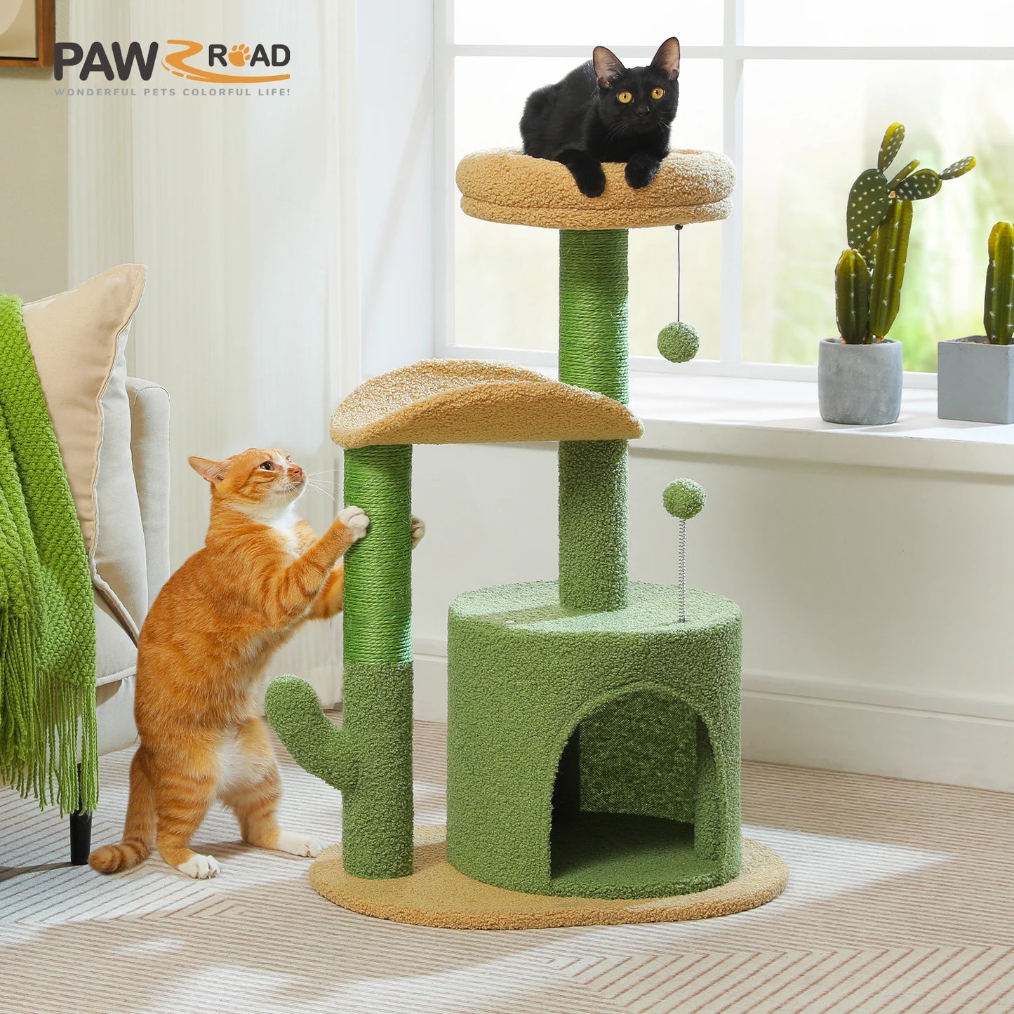 Flower Cat Tree For Indoor Cats With Sisal Scratching Post Plush Perches