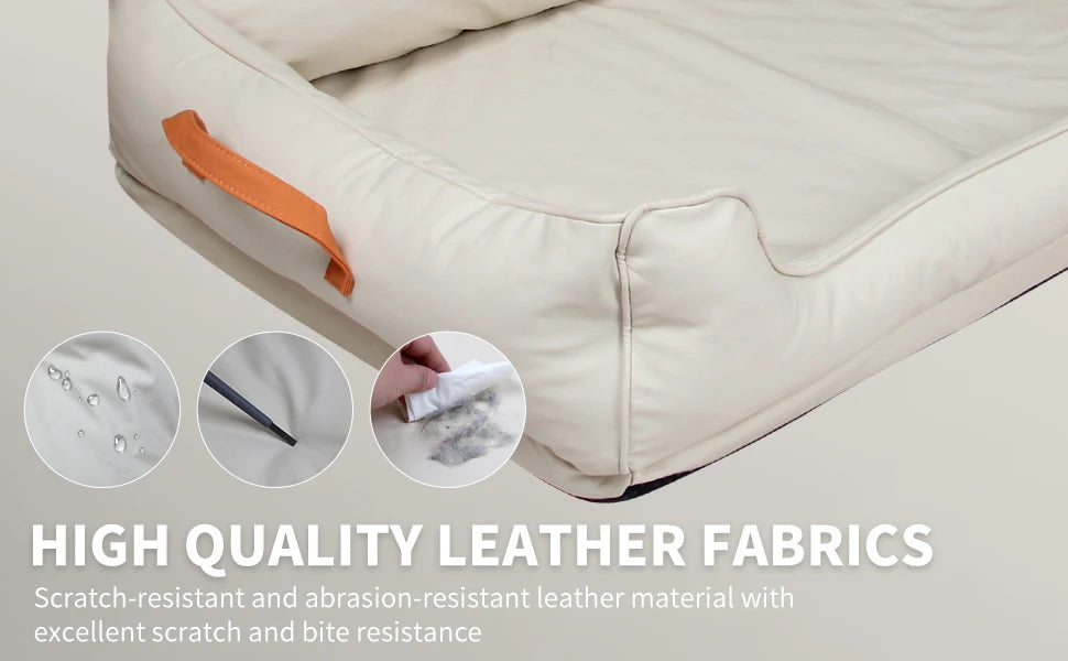 Leather Plush Donut Dog Bed For Large Dogs Snug Warm Cozy Rectangle