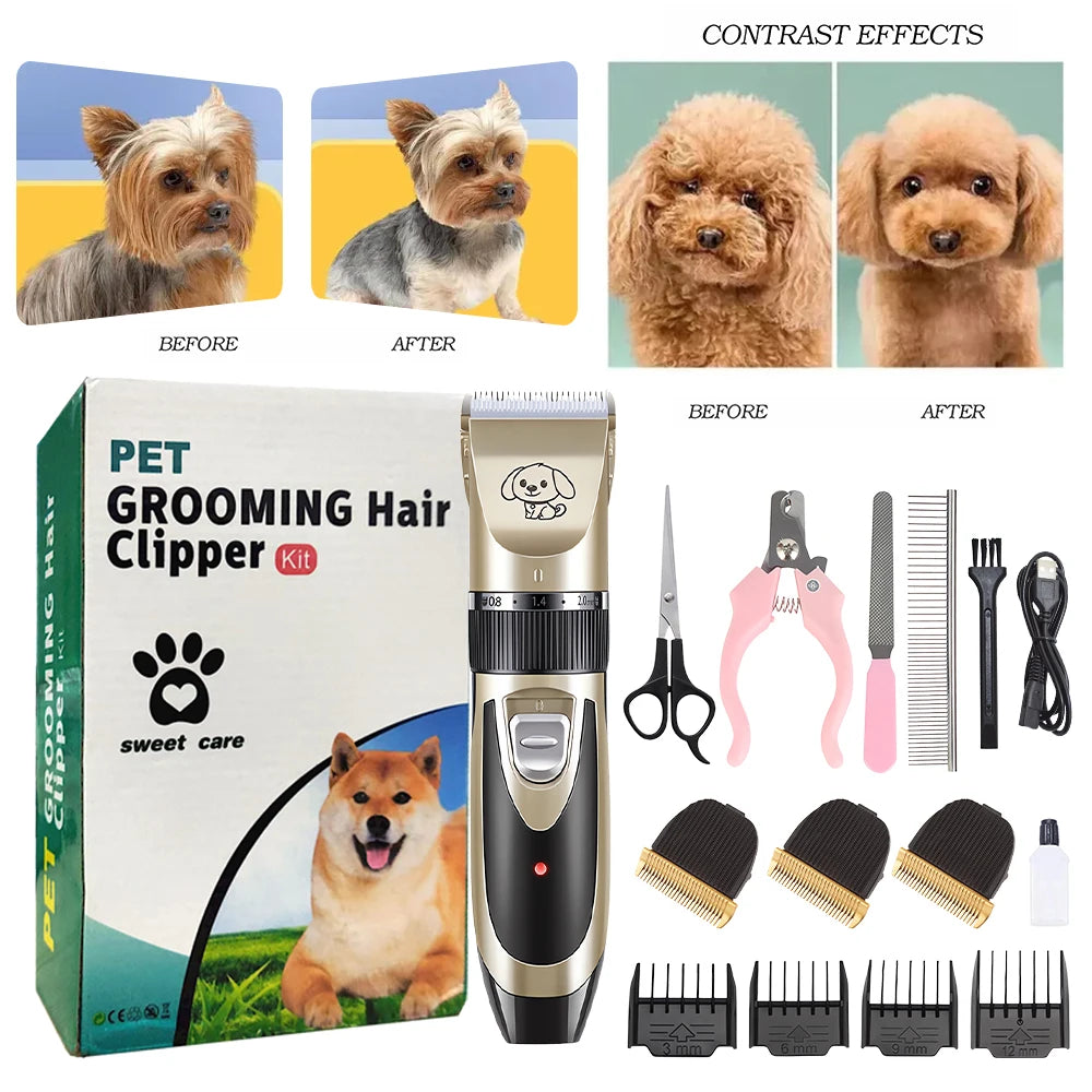 Rechargeable Pet Hair Trimmer Clipper Grooming Kit For Cats And Dogs