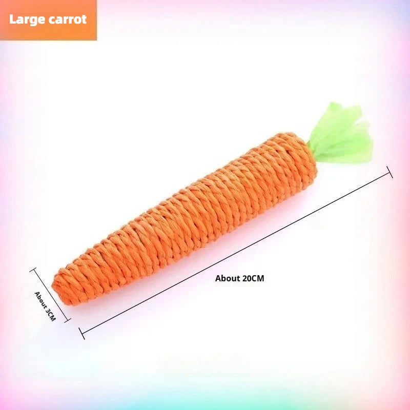 Carrot Shaped Cat Teething Toy With Hemp Rope Interactive Chew Toy