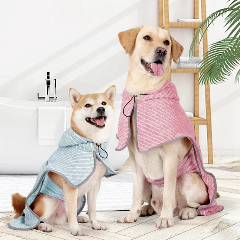 Pet Bathrobe Towel For Dogs And Cats Ultra Soft Water Absorbent Drying Robe