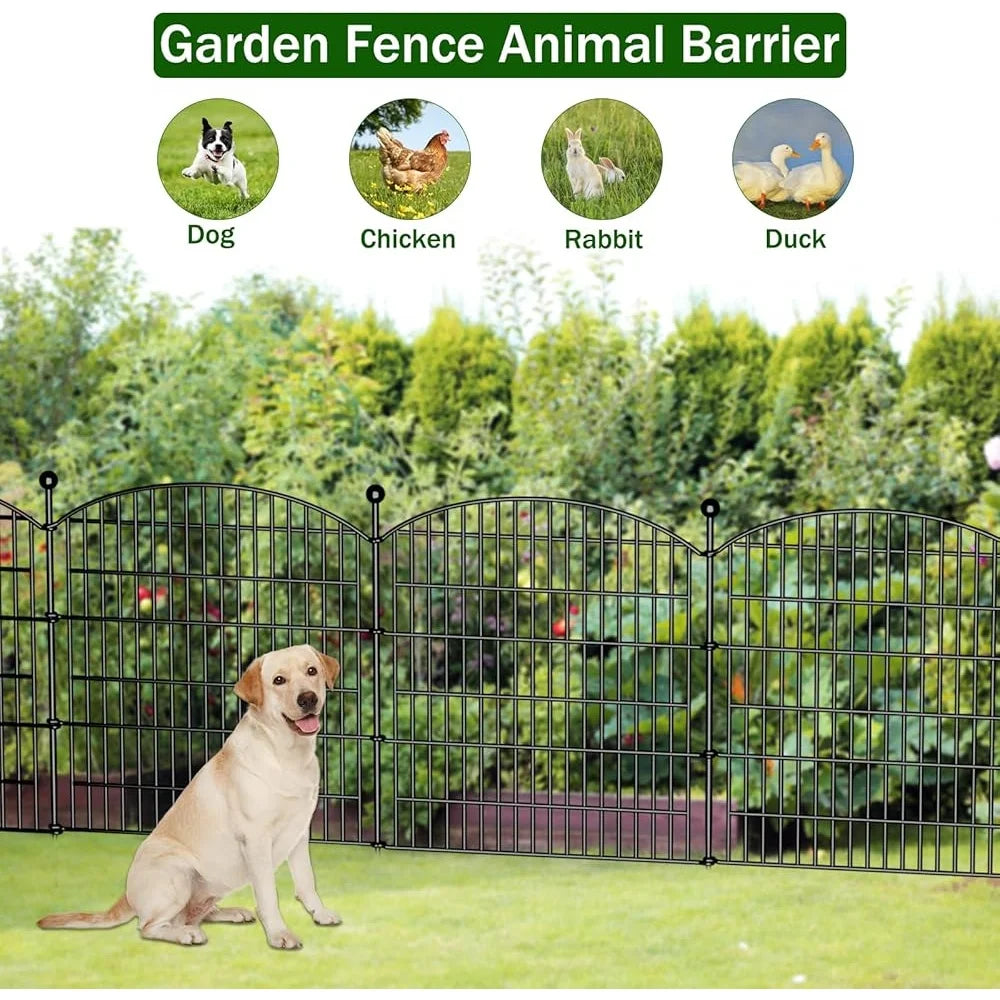10 Panel No Dig Garden Fence 32 Inch High Rustproof Metal Dog Barrier 236 Feet