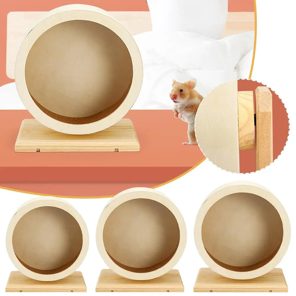 Golden Bear Mute Wooden Hamster Running Wheel with Cork Pad Roller