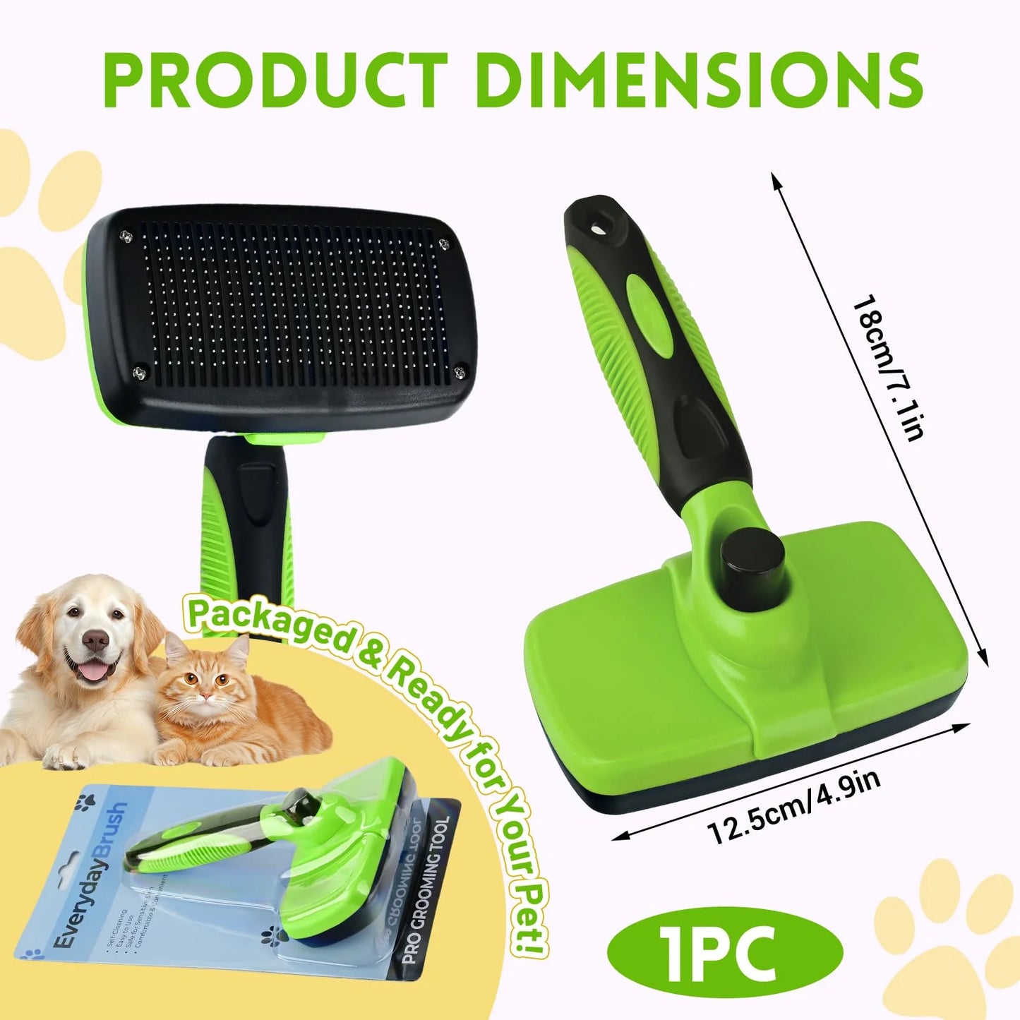 Self Cleaning Pet Brush For Dogs And Cats Gentle Hair Removal Comb
