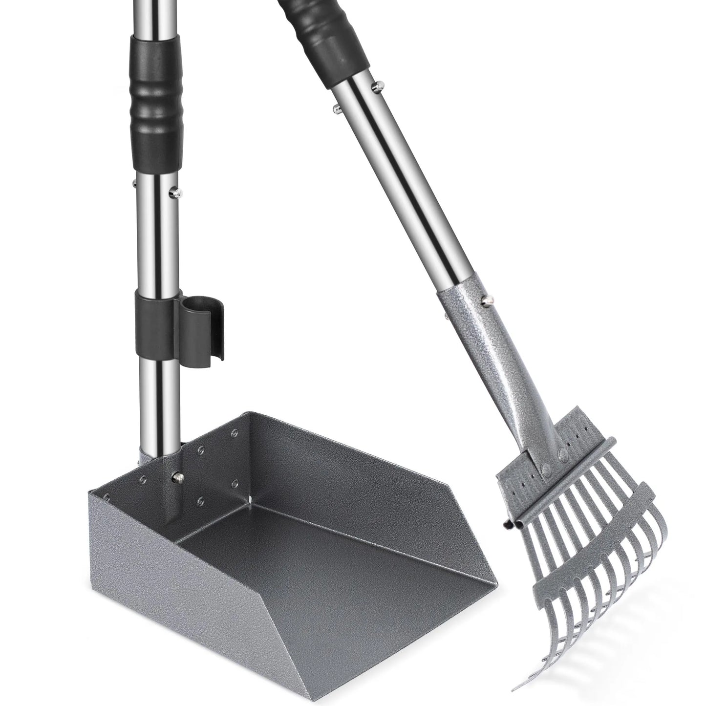 Dog Pooper Scooper Set with Adjustable Stainless Handles for Easy Waste Cleanup