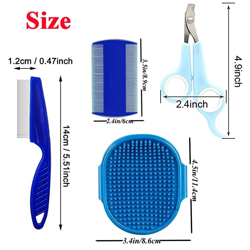 Rabbit Grooming Kit with Tear Stain Remover Combs and Nail Clipper for Bunnies