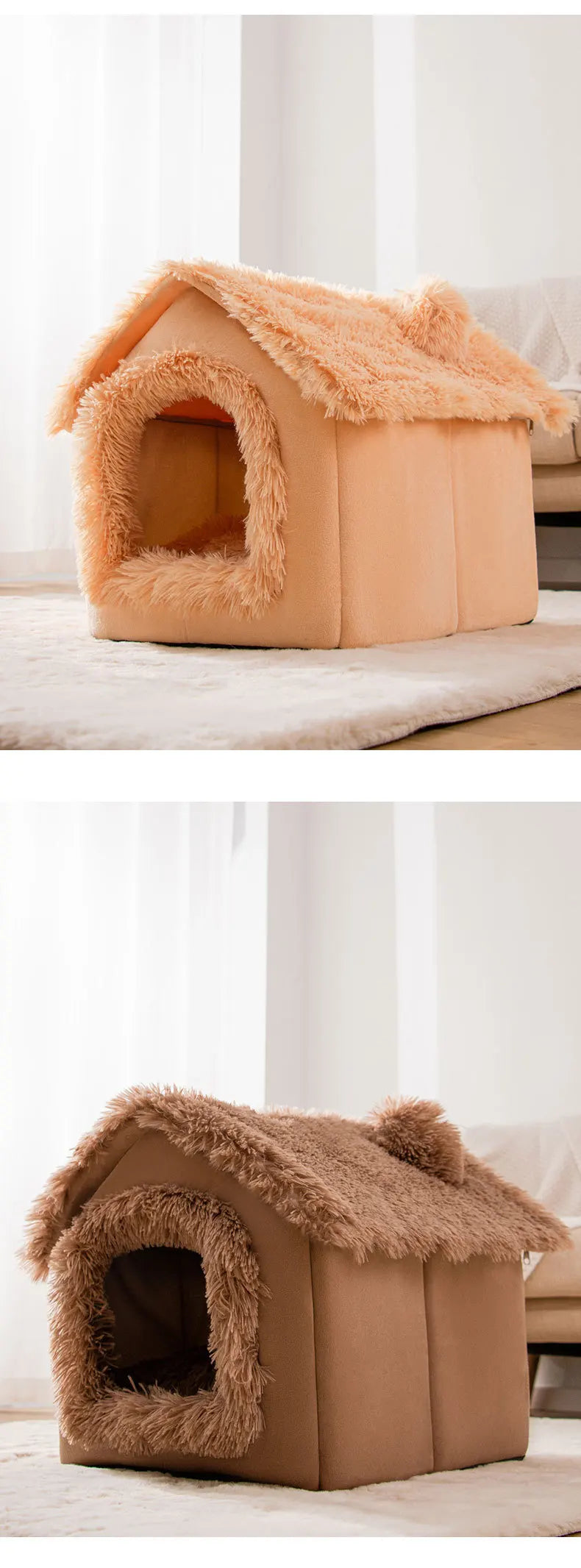 Indoor Soft Cozy Dog Kennel Bed Cave For Small Dogs Portable