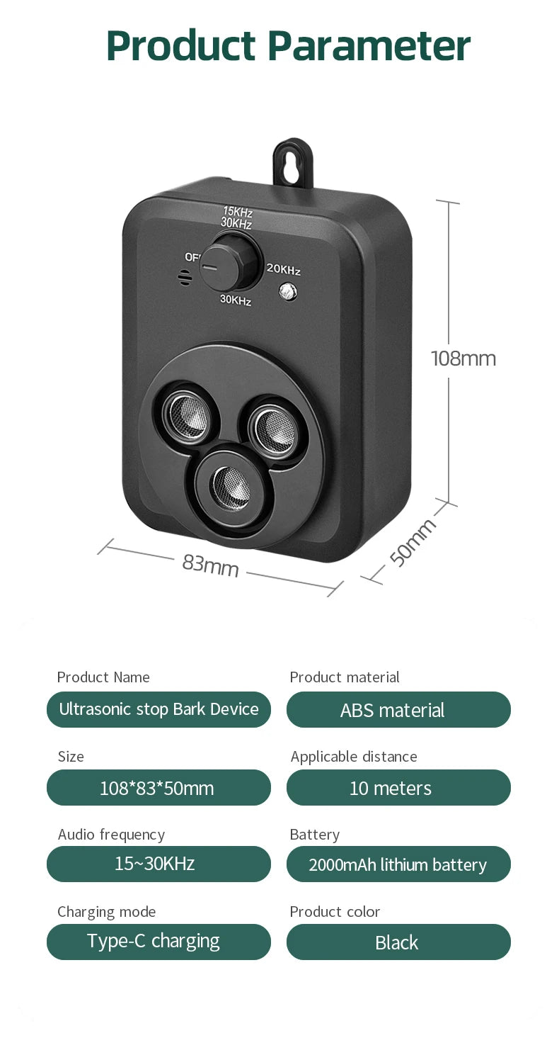 Ultrasonic Anti Barking Device With 3 Modes Auto Stop Barking For Dogs