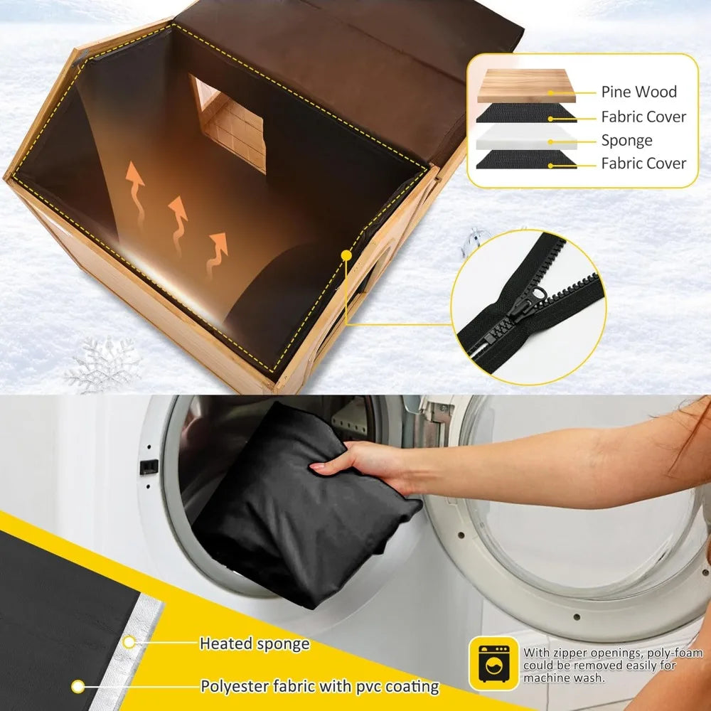 Outdoor Insulated Wooden Dog House for Winter Waterproof Shelter