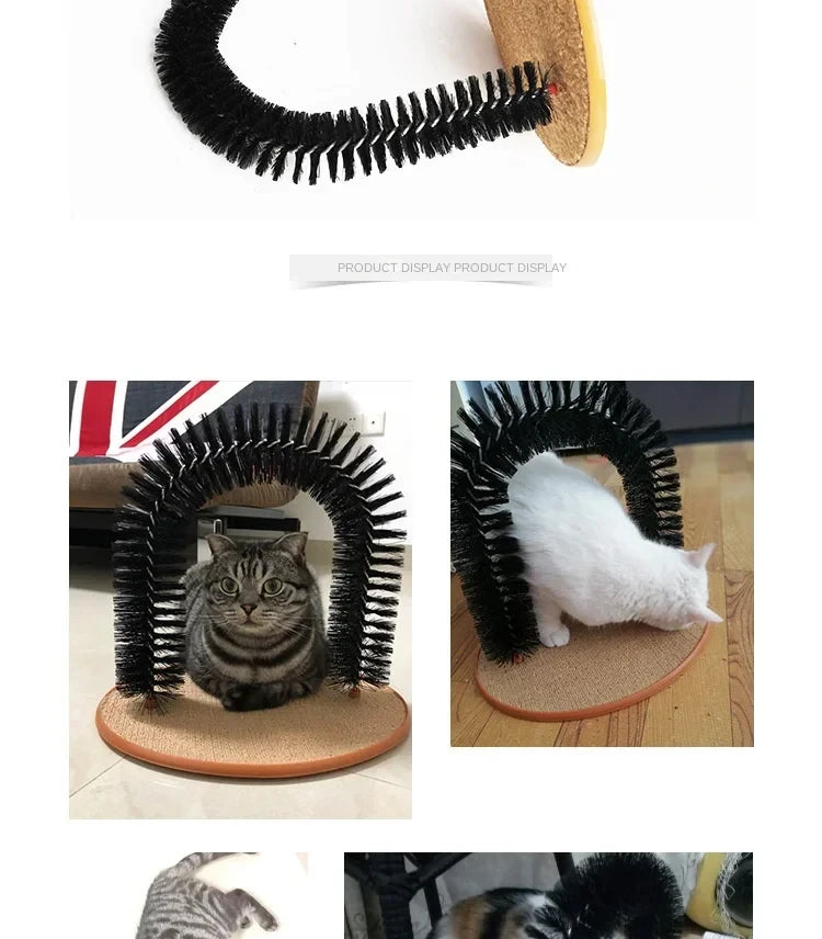 Cat Arch Self Grooming Massage Toy With Rubbing Brush And Scratching Pad