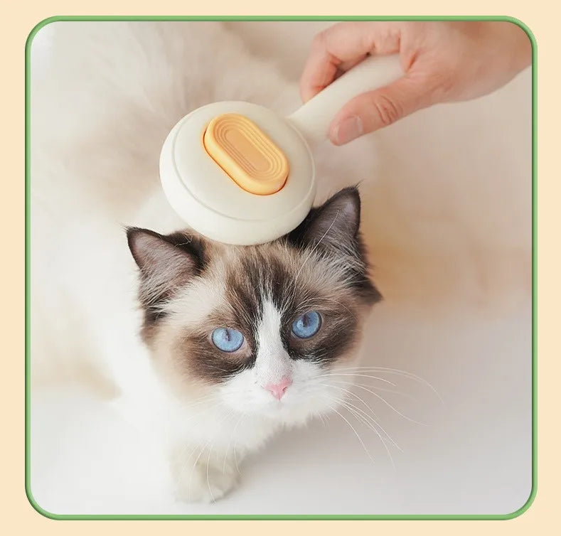 Self Cleaning Cat Brush One Click Hair Remover Stainless Steel Pet Grooming