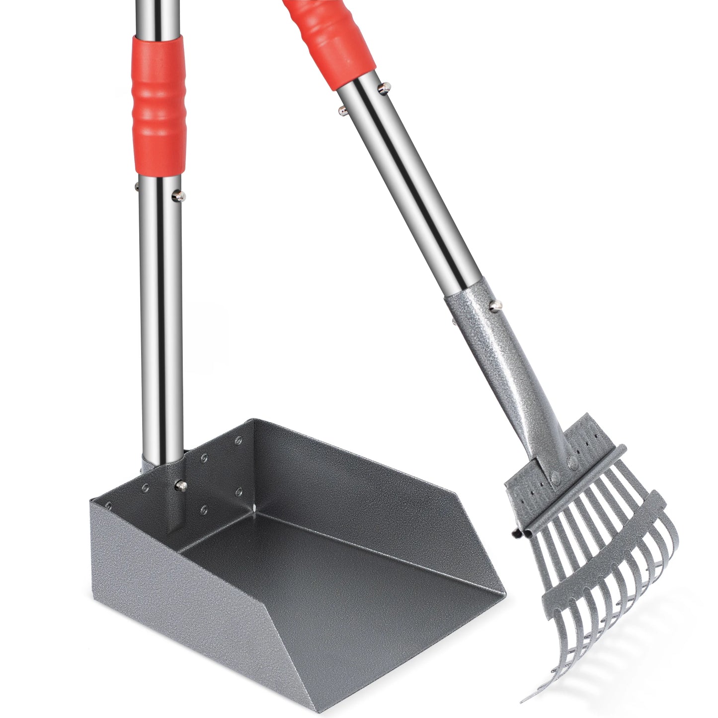 Dog Pooper Scooper Set with Adjustable Stainless Handles for Easy Waste Cleanup