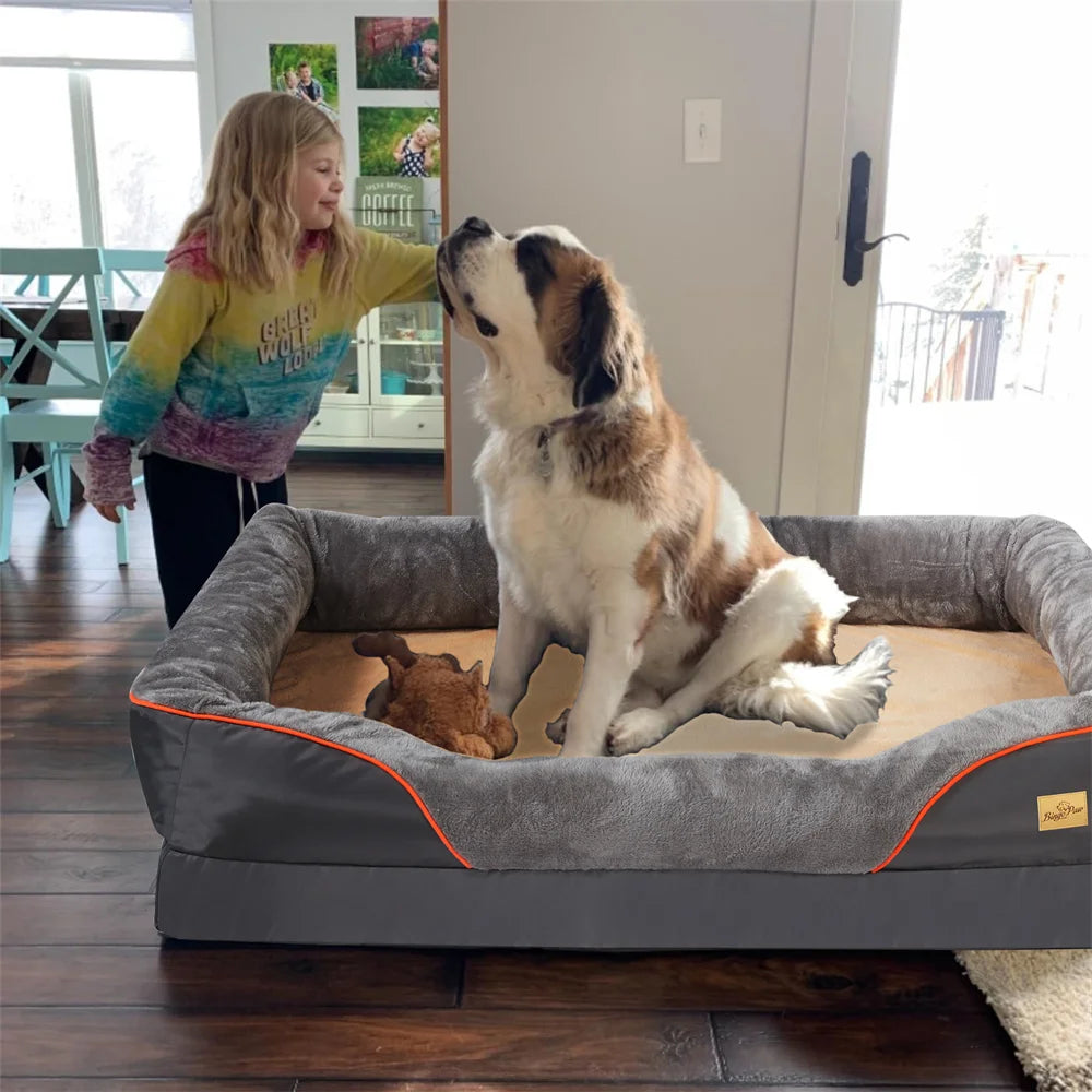 Jumbo Orthopedic Memory Foam Dog Bed With Waterproof Removable Cover