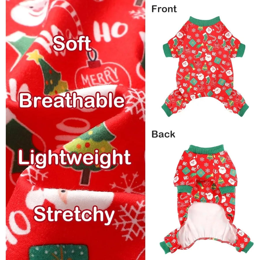 Dog Christmas Pajamas For Small Dogs Chihuahua Yorkie Soft Sleepwear