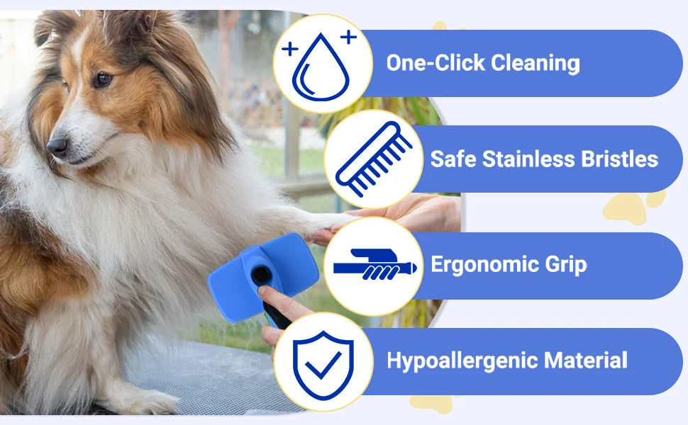 Self Cleaning Pet Brush For Dogs And Cats Gentle Hair Removal Comb