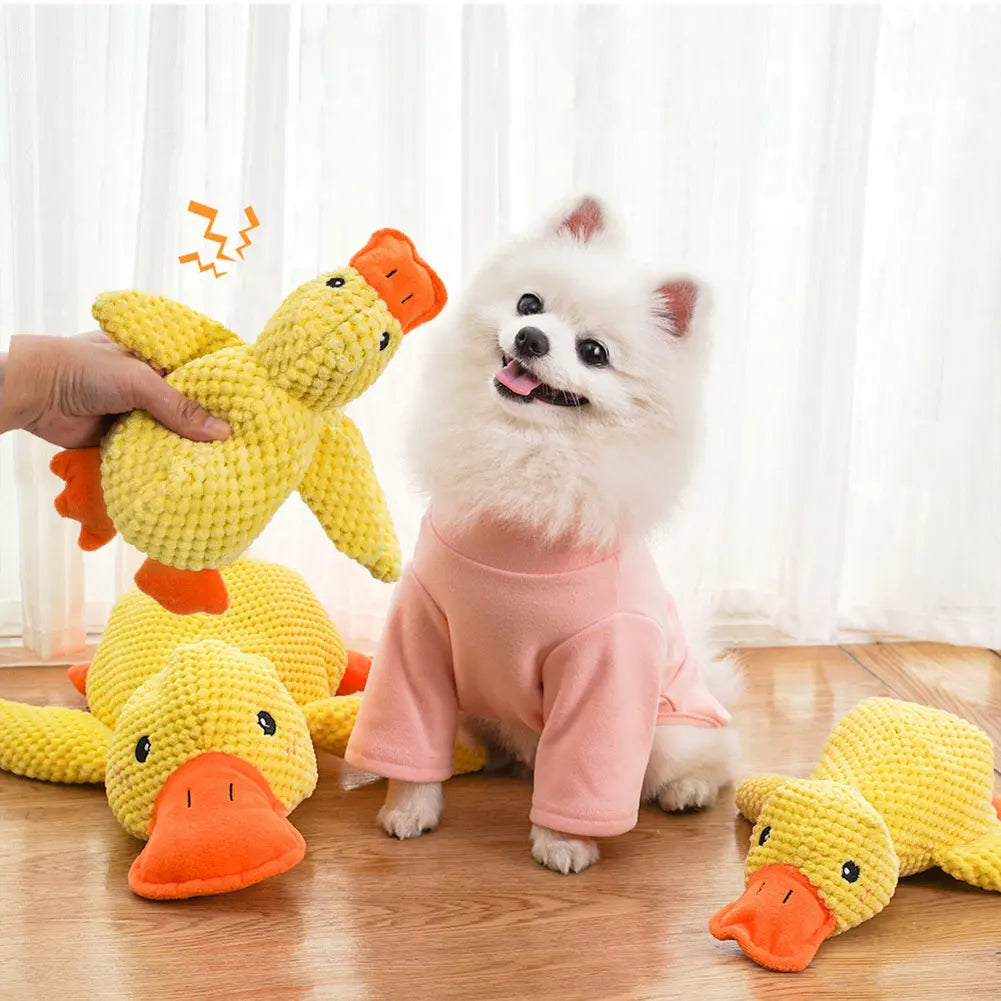Dog Calming Duck Plush Chew Toy With Quacking Sound For Dogs