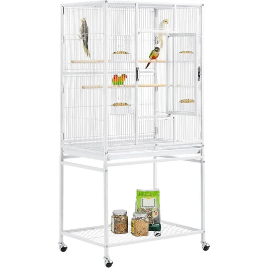 54" Large Flight Bird Cage for Parrots, Macaws, Cockatiels, Sun Parakeets, Lovebirds, Green Cheek Conures Solution