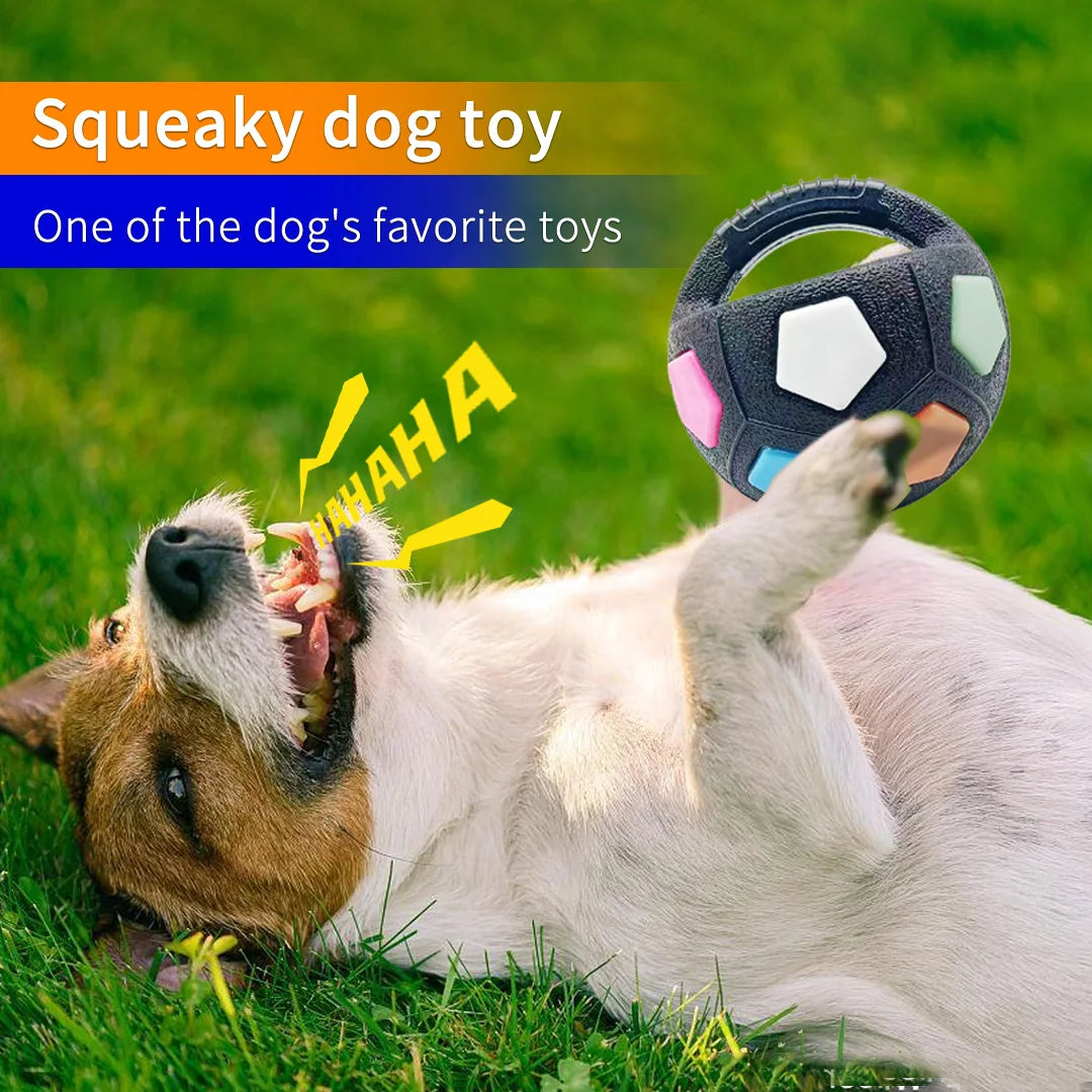 Football Tennis Ball Shaped Dog Toy Squeaky Teething Relief for Outdoor Training