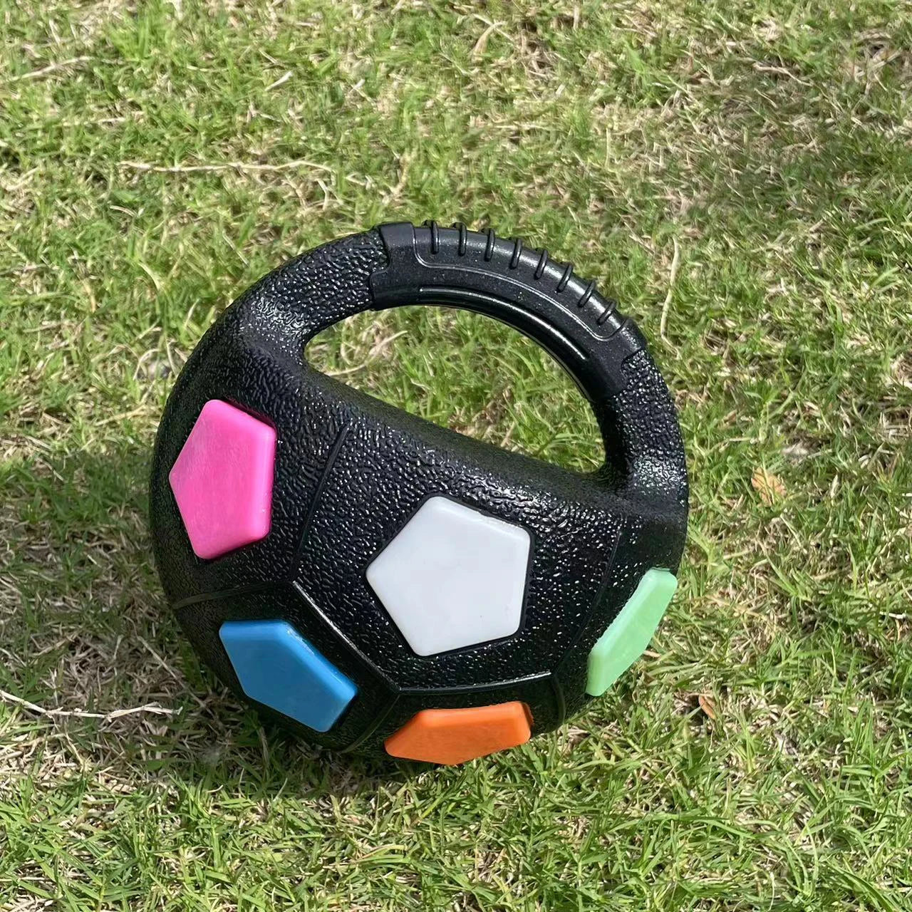 Football Tennis Ball Shaped Dog Toy Squeaky Teething Relief for Outdoor Training