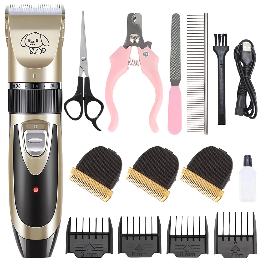 Rechargeable Pet Hair Trimmer Clipper Grooming Kit For Cats And Dogs