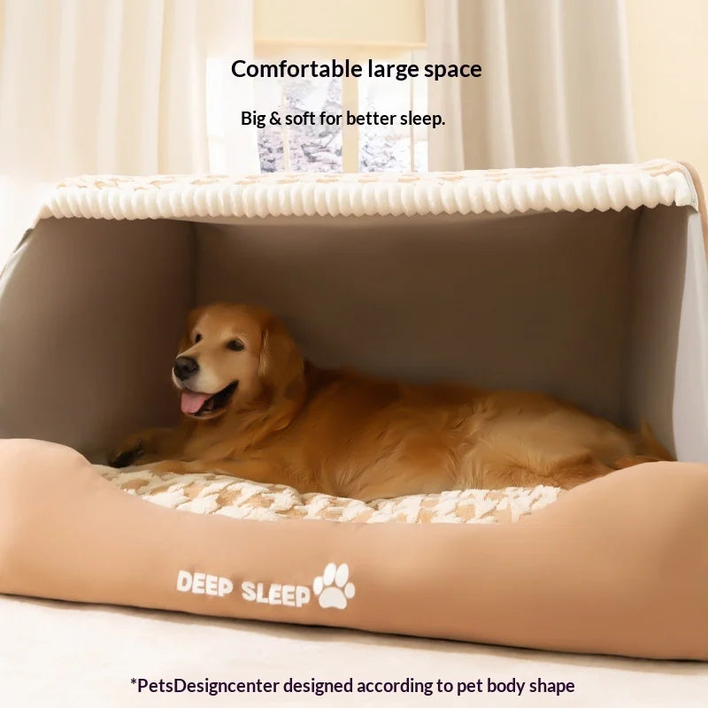 Large Dog Den Quilted Winter Cozy Pet Bed That Keeps Pets Warm Washable
