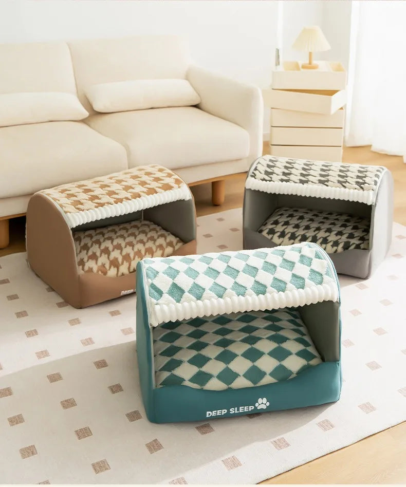 Large Dog Den Quilted Winter Cozy Pet Bed That Keeps Pets Warm Washable
