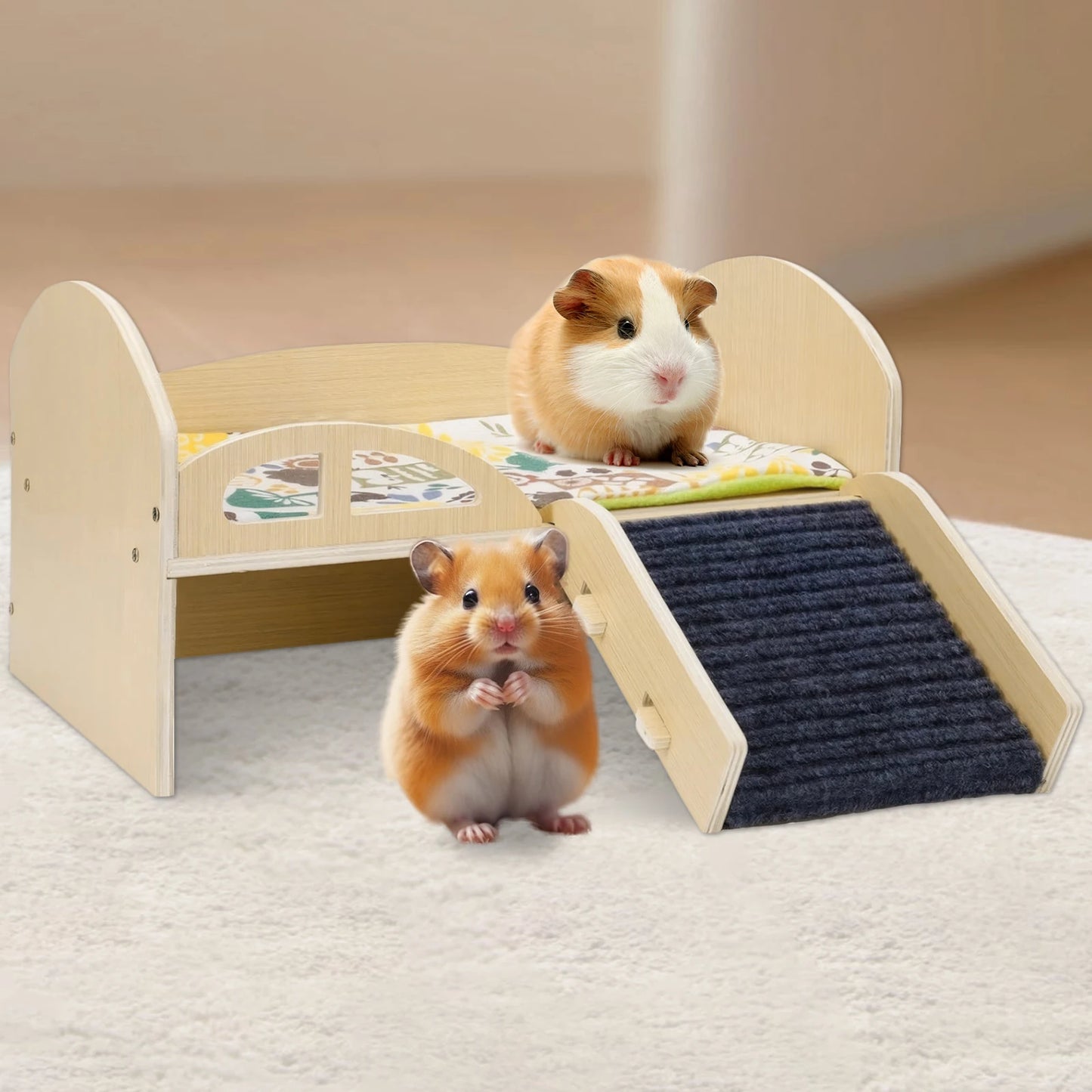 Wooden Multi Level Hideout Platform For Small Pets Guinea Pigs Hamsters Rabbits