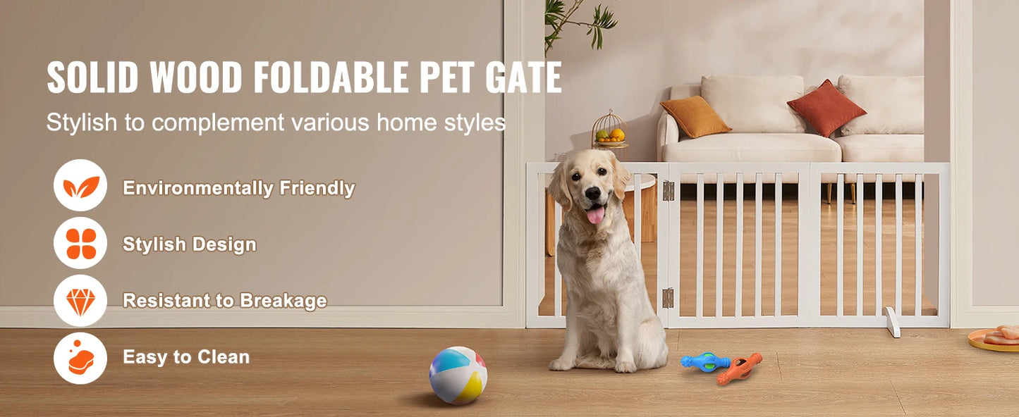 SucceBuy Free Standing 3 Panel Dog Gate for Narrow Passages Foldable Barrier