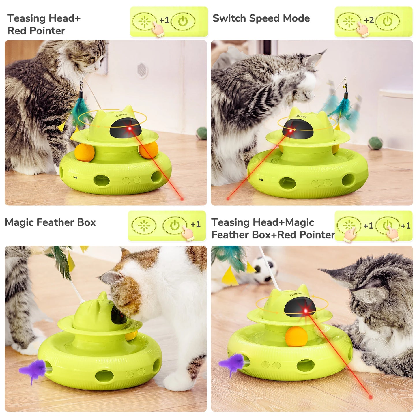 CATISM Upgraded Magic Box Cat Teaser Toy with Feather Butterfly and Blue Ball