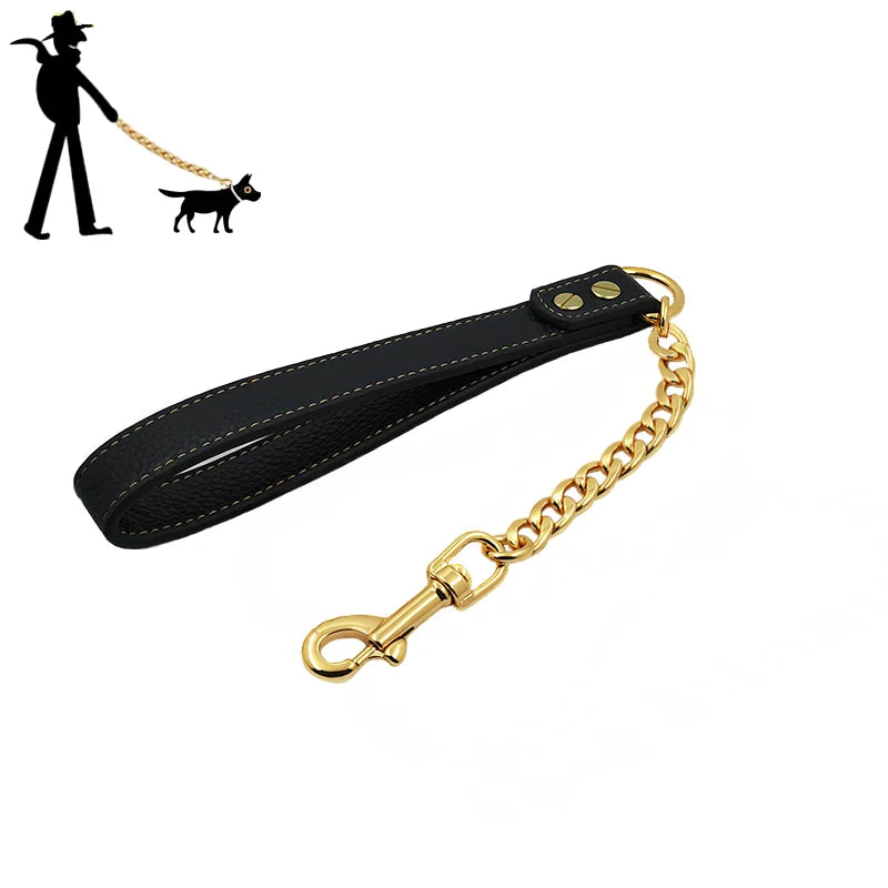 Gold Stainless Steel Weld Chain Dog Leash Heavy Duty For Small Medium Large Dogs