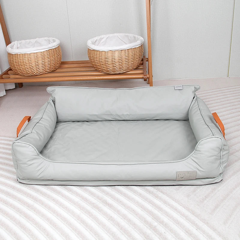 Leather Plush Donut Dog Bed For Large Dogs Snug Warm Cozy Rectangle