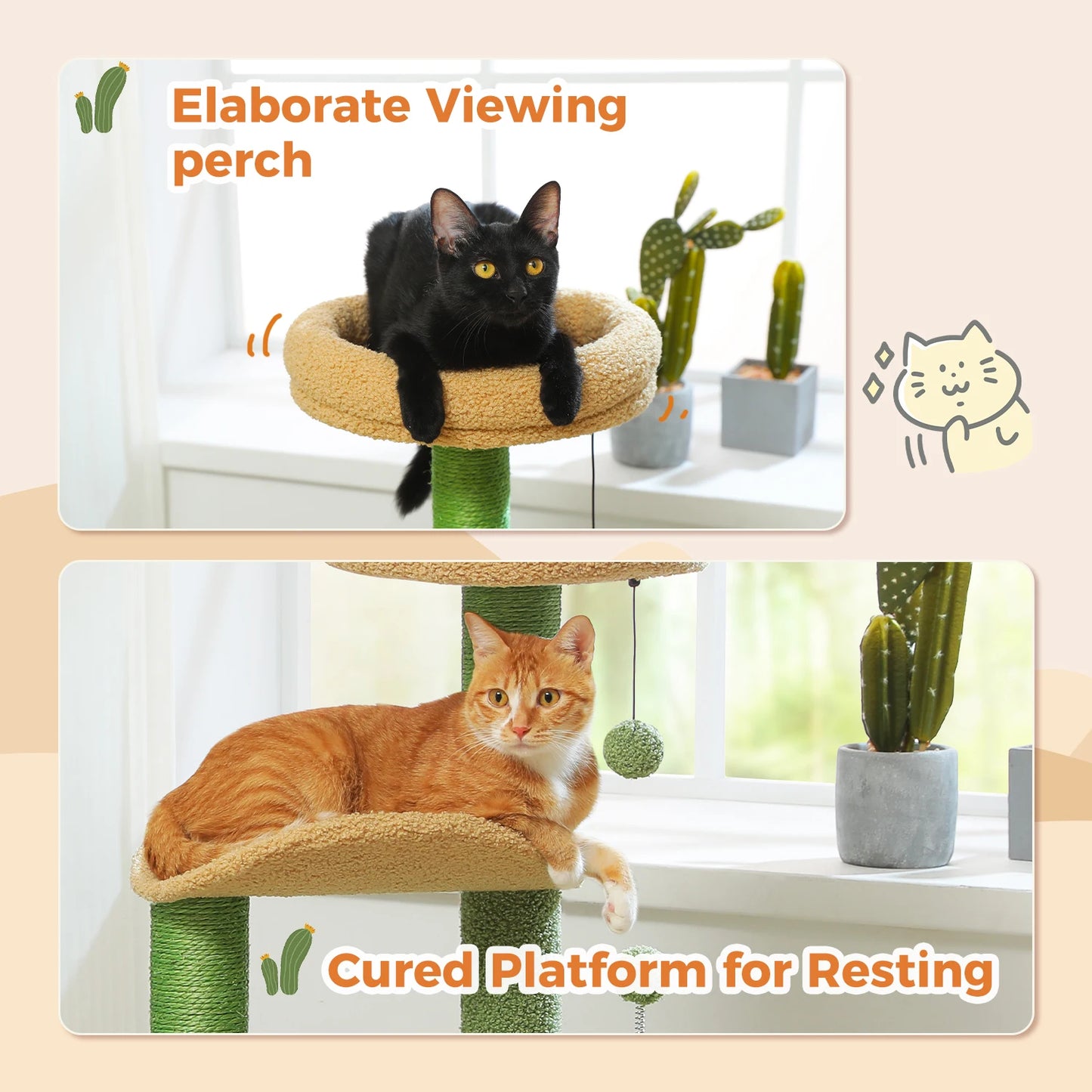 Flower Cat Tree For Indoor Cats With Sisal Scratching Post Plush Perches