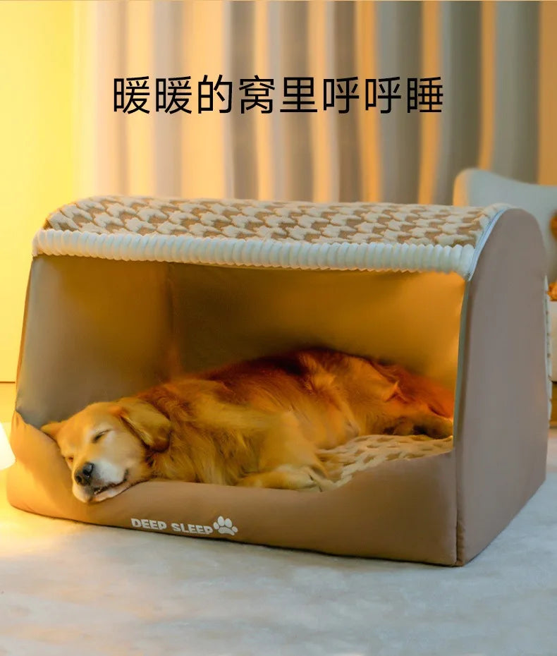 Large Dog Den Quilted Winter Cozy Pet Bed That Keeps Pets Warm Washable