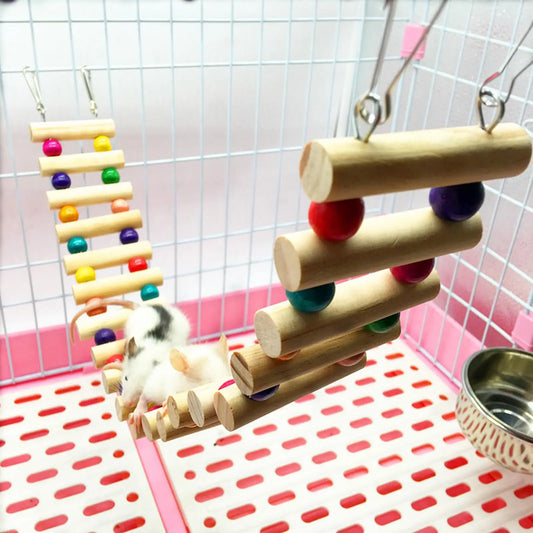 Wooden Bird Ladder Perch Stand Toy for Finches Budgies and Canaries