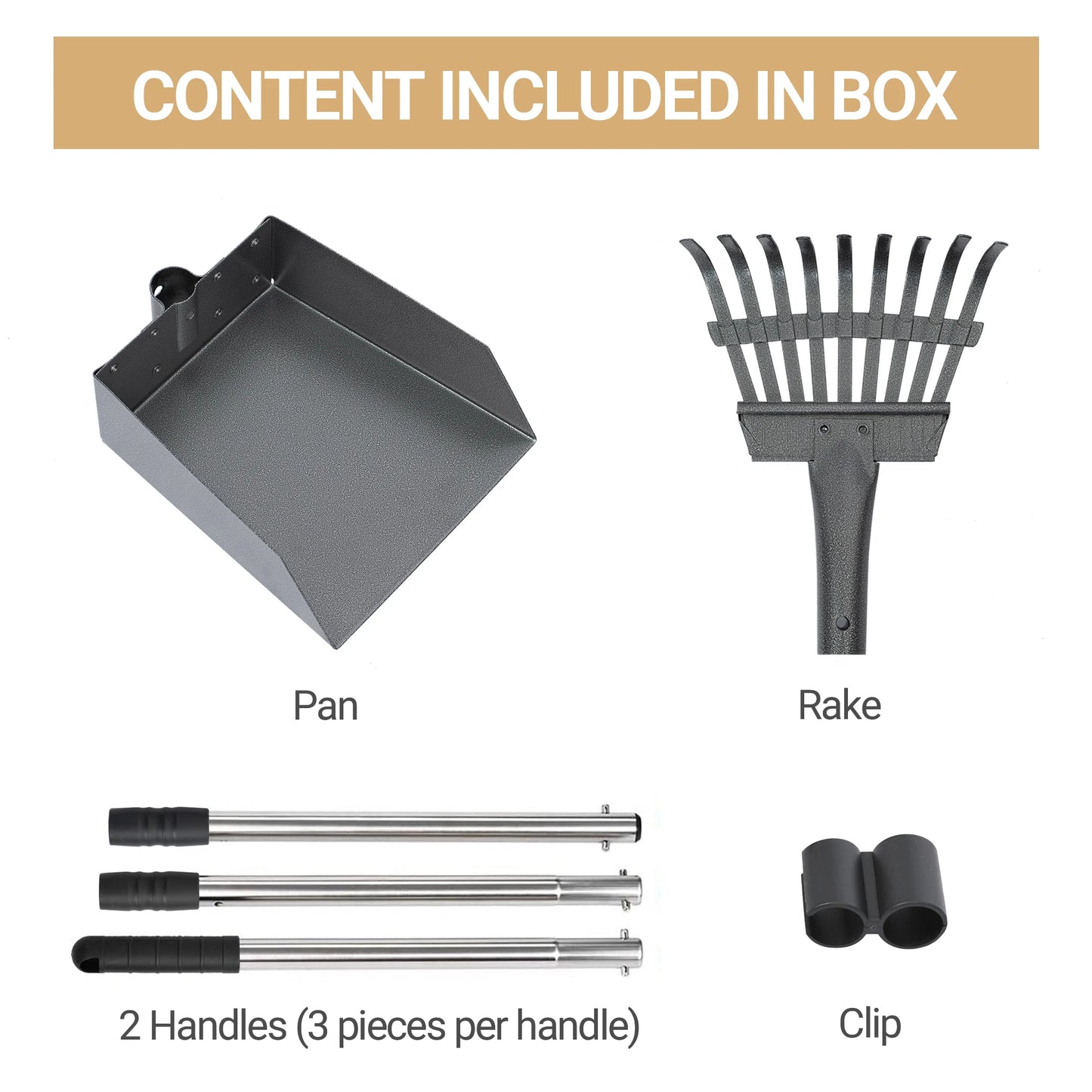 Dog Pooper Scooper Set with Adjustable Stainless Handles for Easy Waste Cleanup