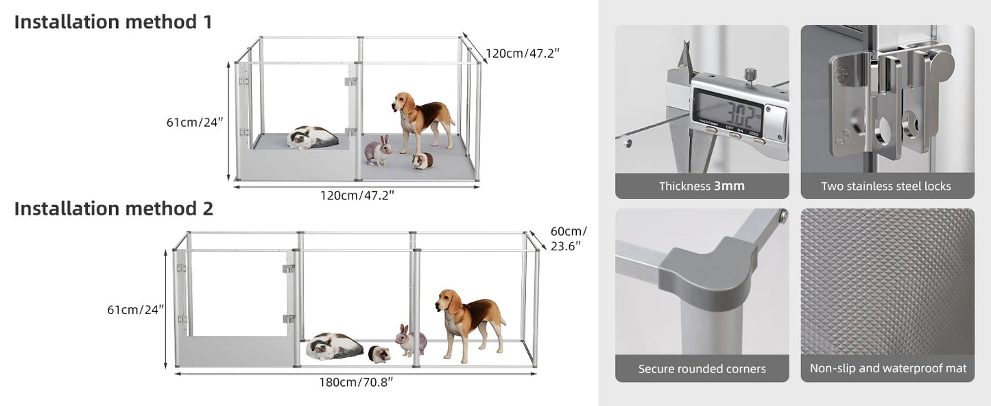 Extra Large Acrylic Dog Playpen Enclosure With Waterproof Pad For Pets