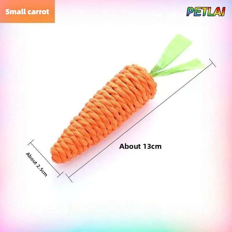 Carrot Shaped Cat Teething Toy With Hemp Rope Interactive Chew Toy